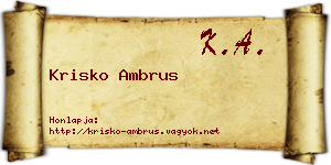 Krisko Ambrus névjegykártya